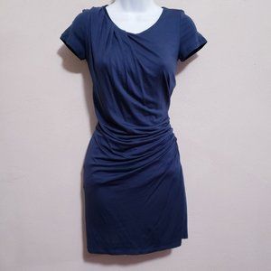 Theory Lucyetta Navy Blue Ruched Mini Dress